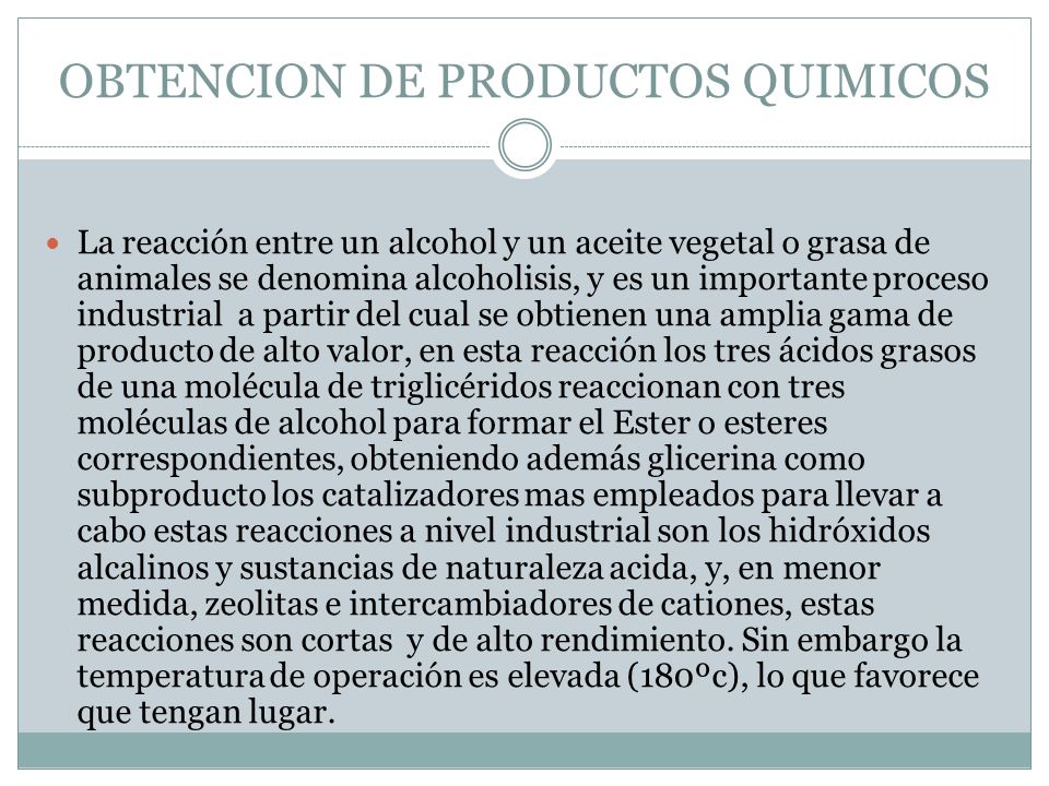 OBTENCION DE PRODUCTOS QUIMICOS