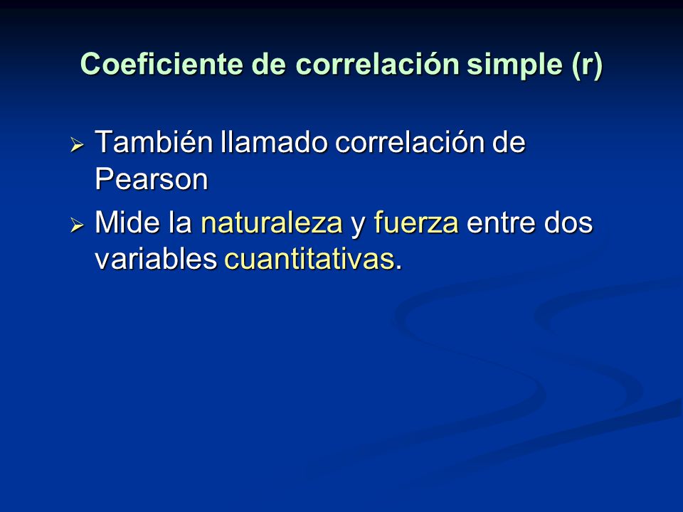 Coeficiente de correlación simple (r)