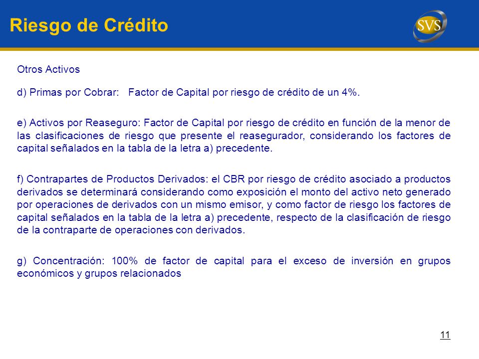 Riesgo de Crédito Otros Activos
