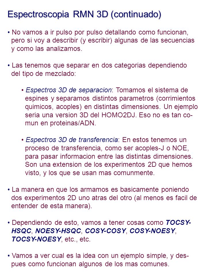 Espectroscopia RMN 3D (continuado)