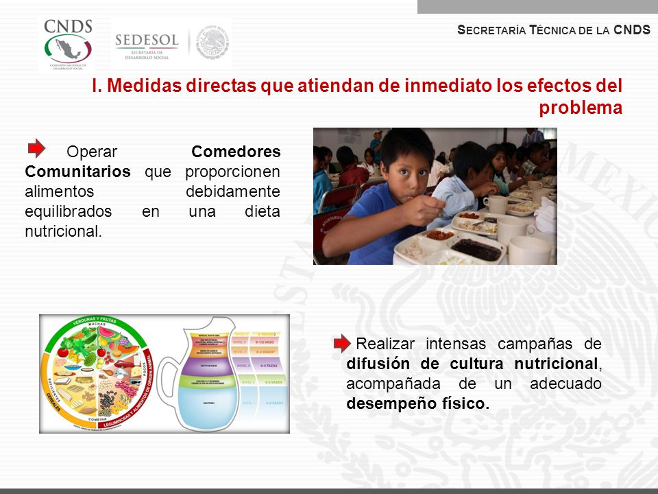 I. Medidas directas que atiendan de inmediato los efectos del problema