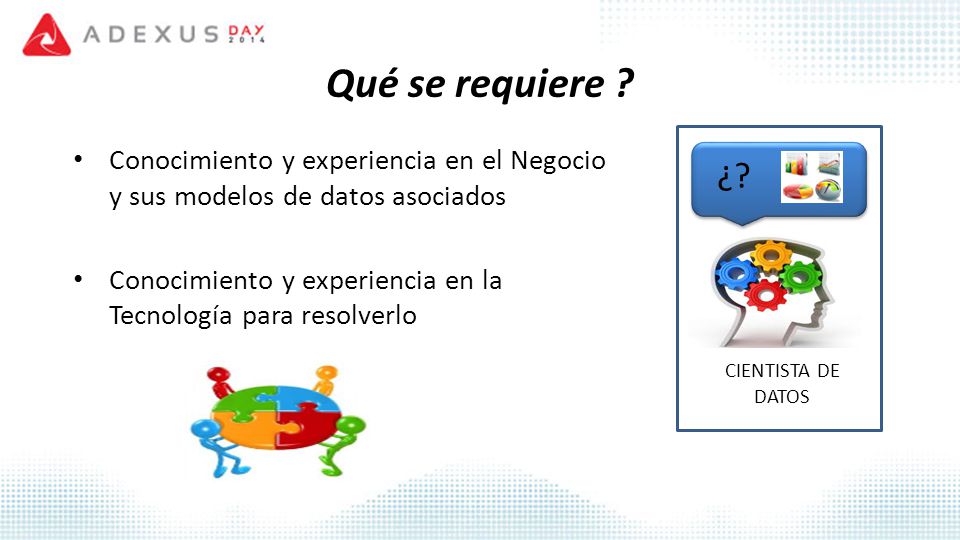 Qué se requiere Conocimiento y experiencia en el Negocio y sus modelos de datos asociados.