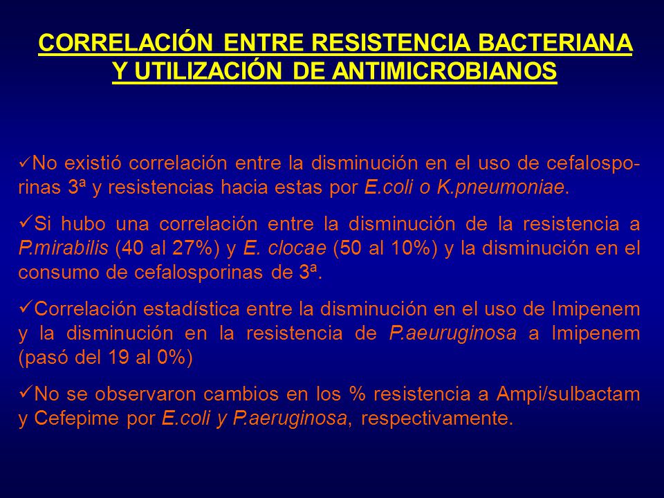 CORRELACIÓN ENTRE RESISTENCIA BACTERIANA Y UTILIZACIÓN DE ANTIMICROBIANOS