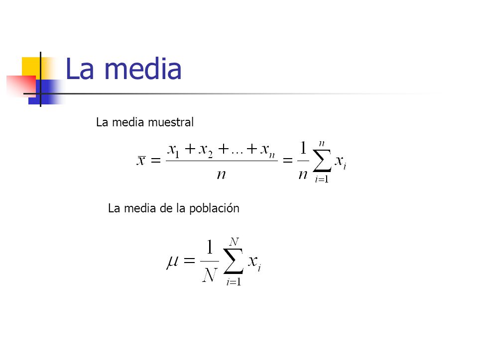 La media La media muestral La media de la población