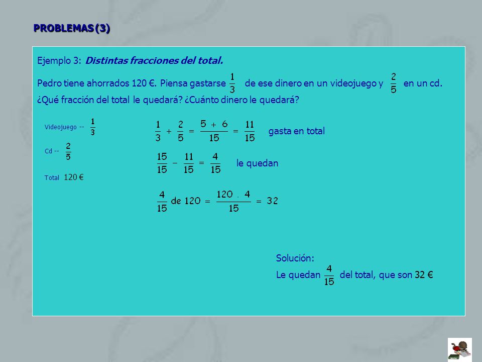Ejemplo 3: Distintas fracciones del total.