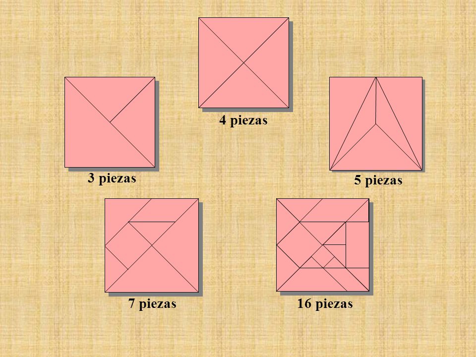 4 piezas 3 piezas 5 piezas T G R 7 piezas 16 piezas