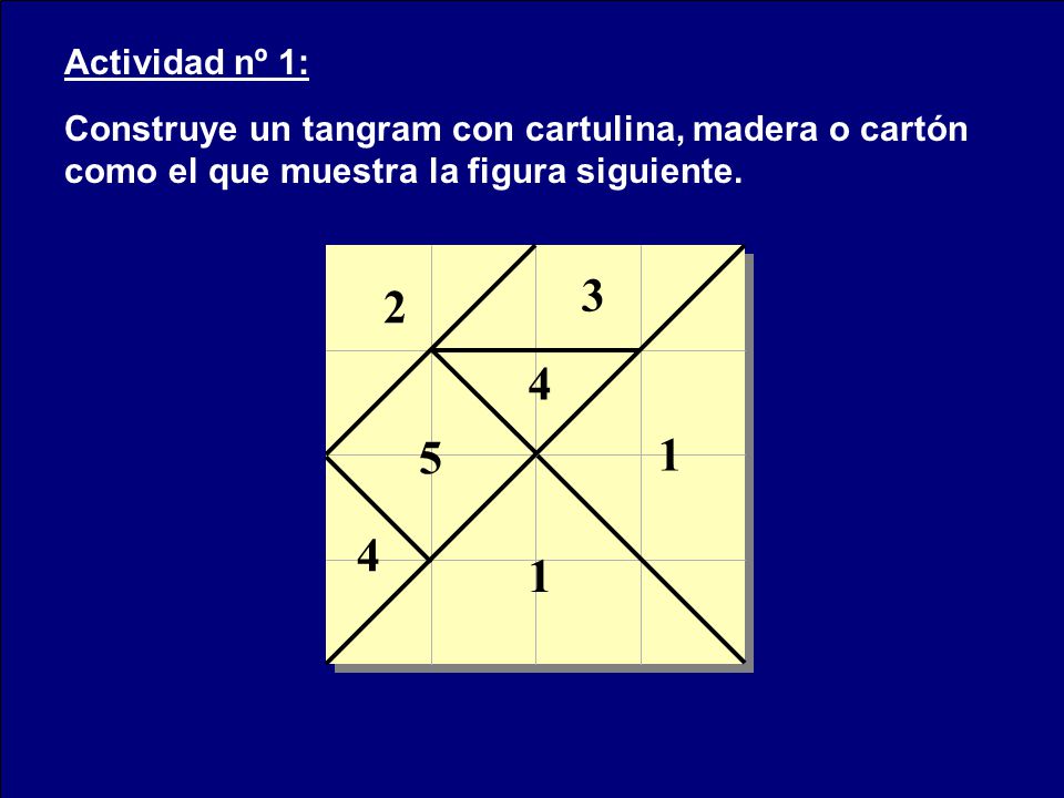 Actividad nº 1: Construye un tangram con cartulina, madera o cartón como el que muestra la figura siguiente.