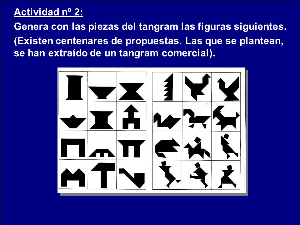 Actividad nº 2: Genera con las piezas del tangram las figuras siguientes.
