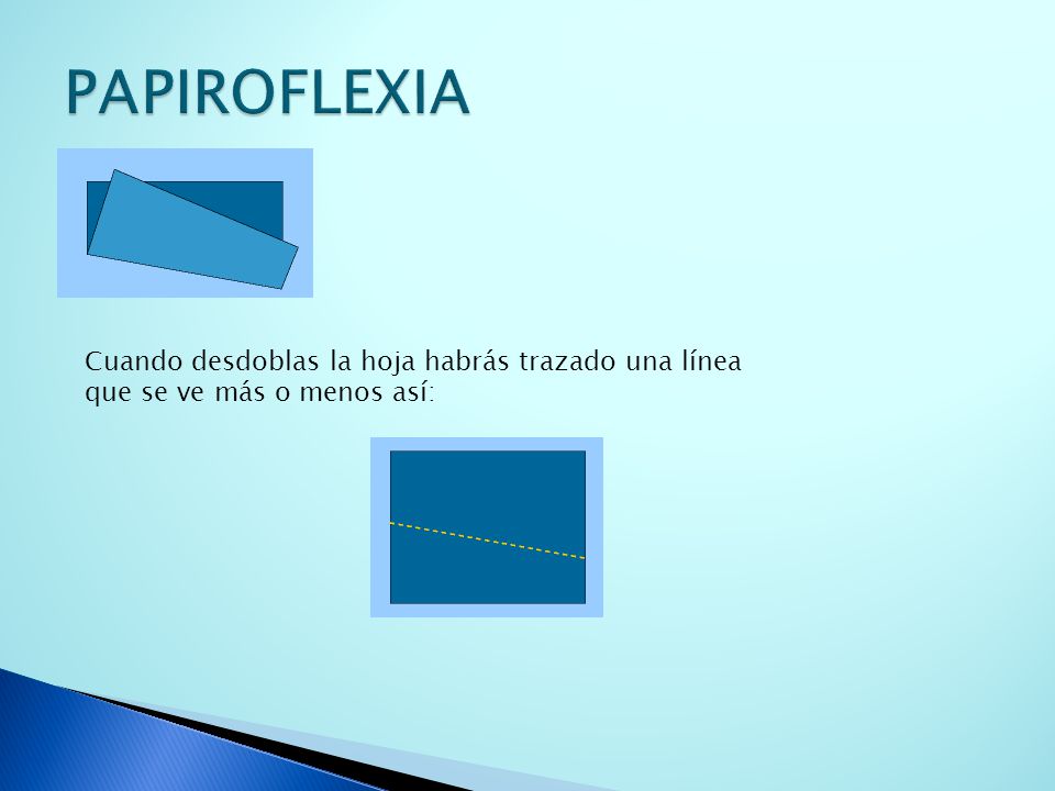 PAPIROFLEXIA Cuando desdoblas la hoja habrás trazado una línea que se ve más o menos así: