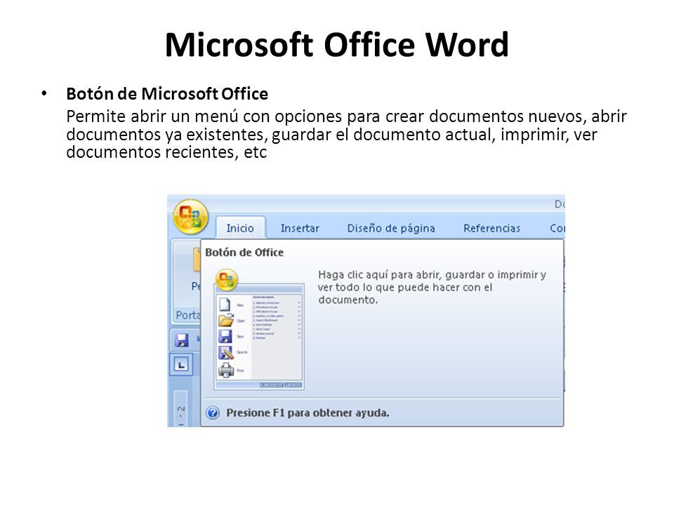 Microsoft Office Word Botón de Microsoft Office