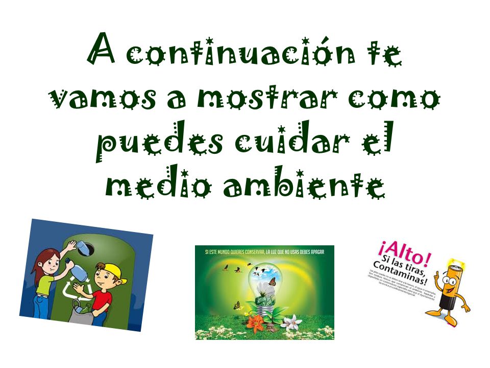 A continuación te vamos a mostrar como puedes cuidar el medio ambiente