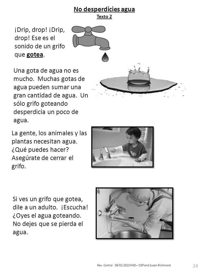 ¡Drip, drop! ¡Drip, drop! Ese es el sonido de un grifo que gotea.