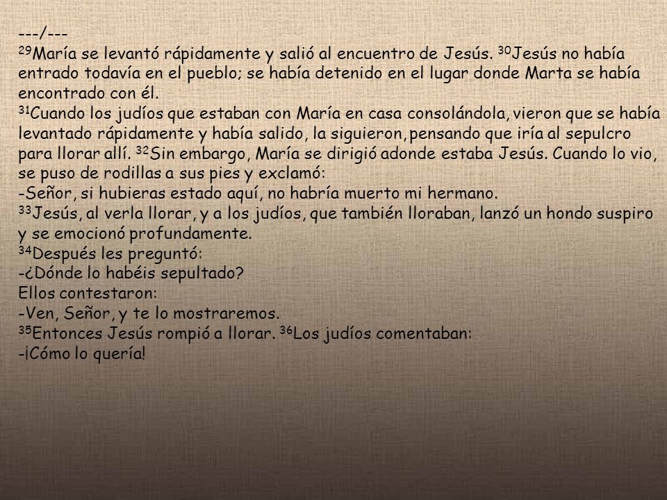 ---/--- 29María se levantó rápidamente y salió al encuentro de Jesús
