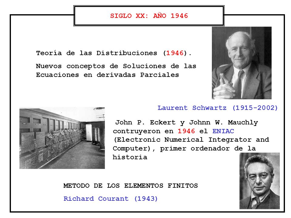 SIGLO XX: AÑO 1946 Laurent Schwartz ( ) Teoría de las Distribuciones (1946).