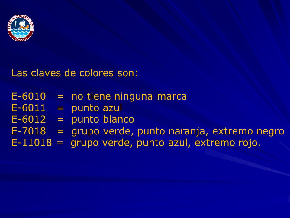 Las claves de colores son: