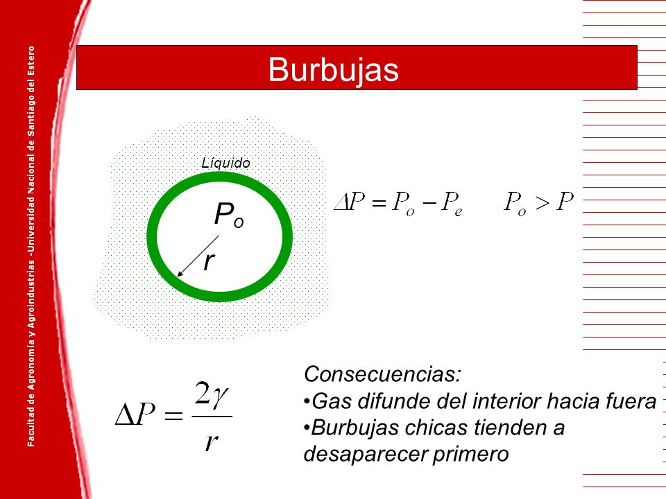 Burbujas Po r Consecuencias: Gas difunde del interior hacia fuera