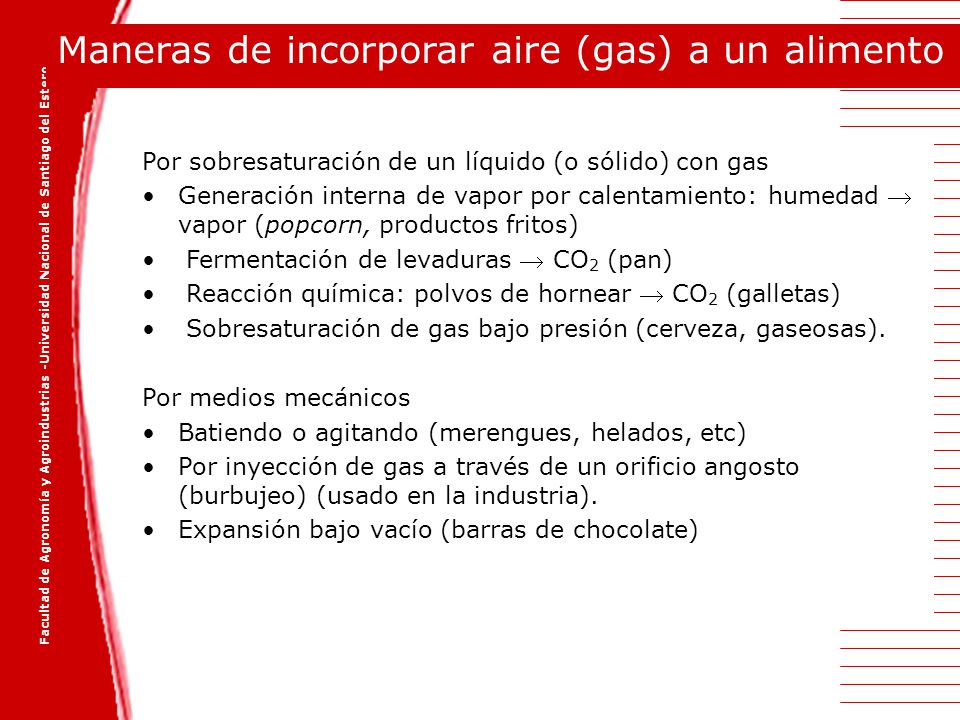 Maneras de incorporar aire (gas) a un alimento