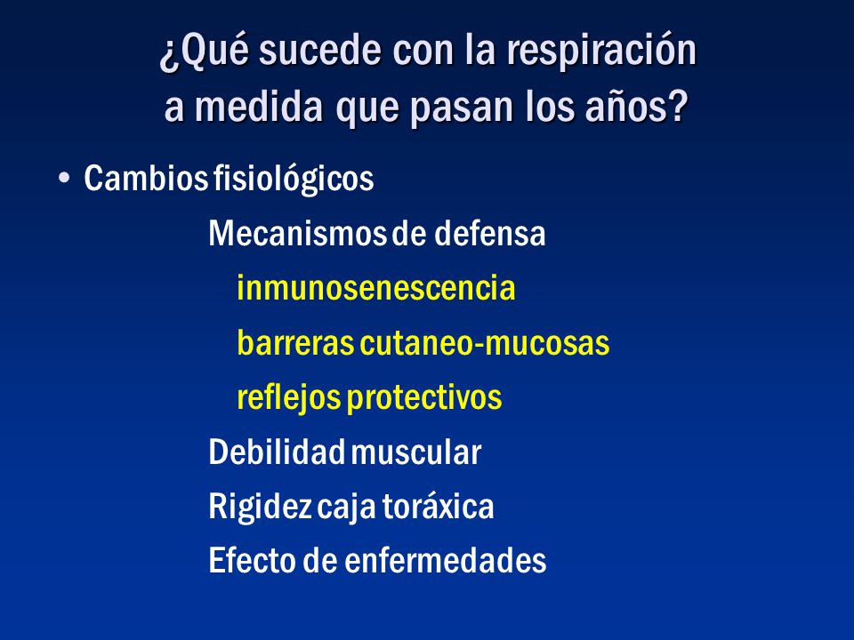 ¿Qué sucede con la respiración a medida que pasan los años