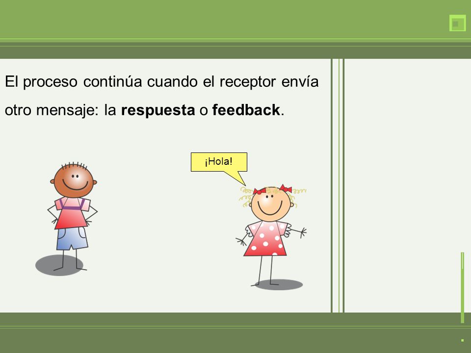 El proceso continúa cuando el receptor envía otro mensaje: la respuesta o feedback.
