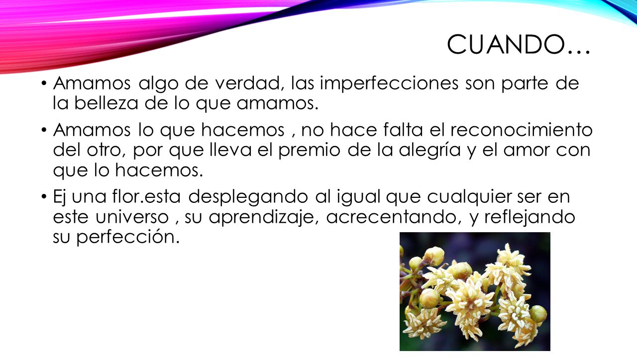 Cuando… Amamos algo de verdad, las imperfecciones son parte de la belleza de lo que amamos.