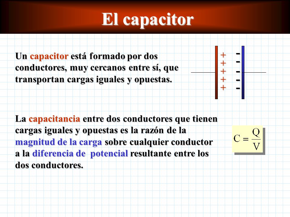 El capacitor Un capacitor está formado por dos conductores, muy cercanos entre sí, que transportan cargas iguales y opuestas.
