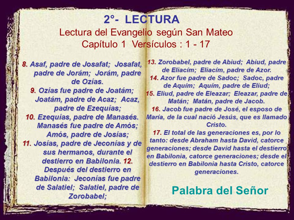 Palabra del Señor 2°- LECTURA Lectura del Evangelio según San Mateo