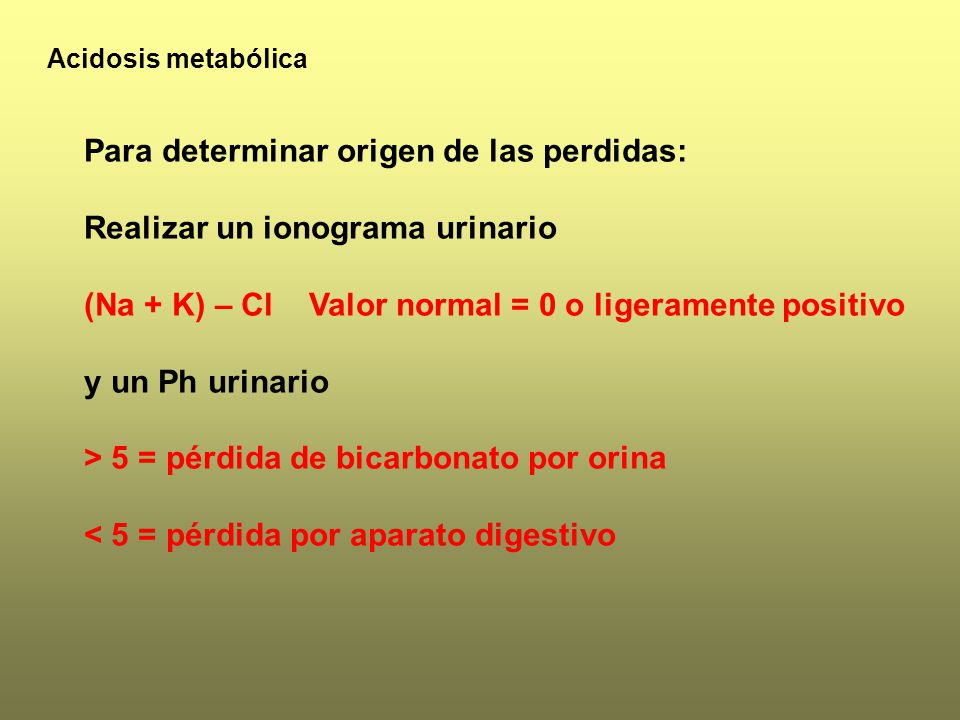 Para determinar origen de las perdidas: Realizar un ionograma urinario
