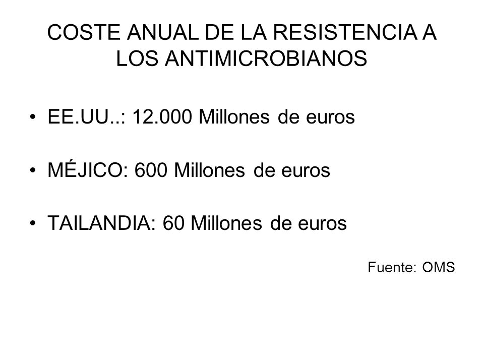 COSTE ANUAL DE LA RESISTENCIA A LOS ANTIMICROBIANOS