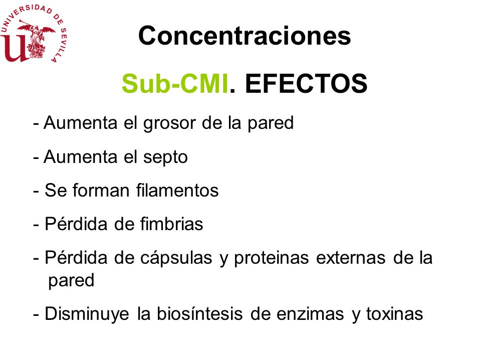Concentraciones Sub-CMI. EFECTOS