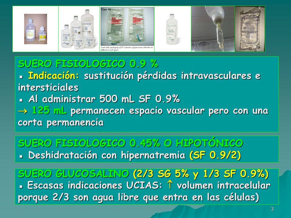 SUERO FISIOLOGICO 0.9 % ▪ Indicación: sustitución pérdidas intravasculares e. intersticiales. ▪ Al administrar 500 mL SF 0.9%