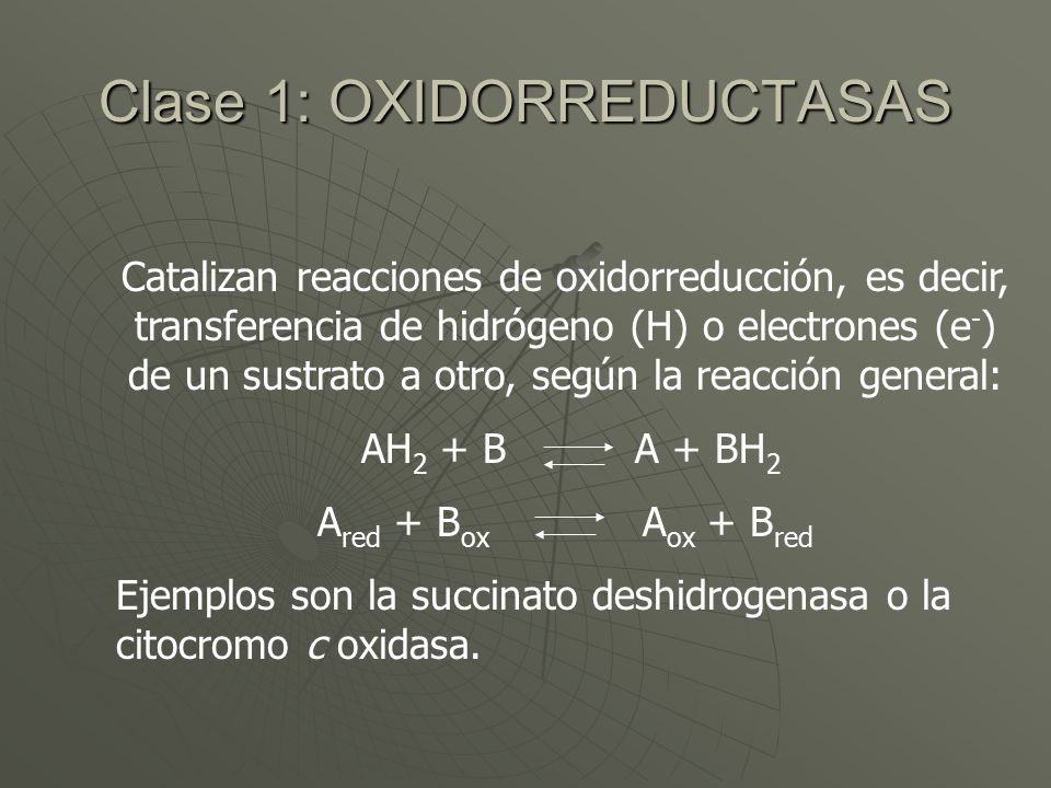 Clase 1: OXIDORREDUCTASAS