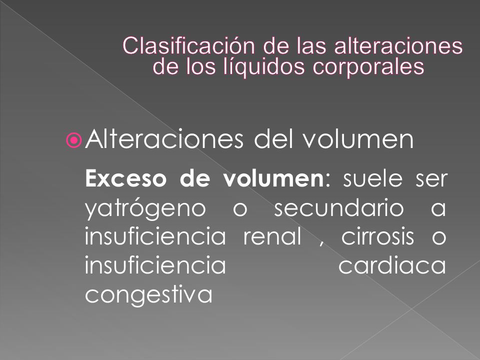 Clasificación de las alteraciones de los líquidos corporales