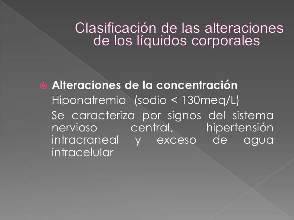 Clasificación de las alteraciones de los líquidos corporales