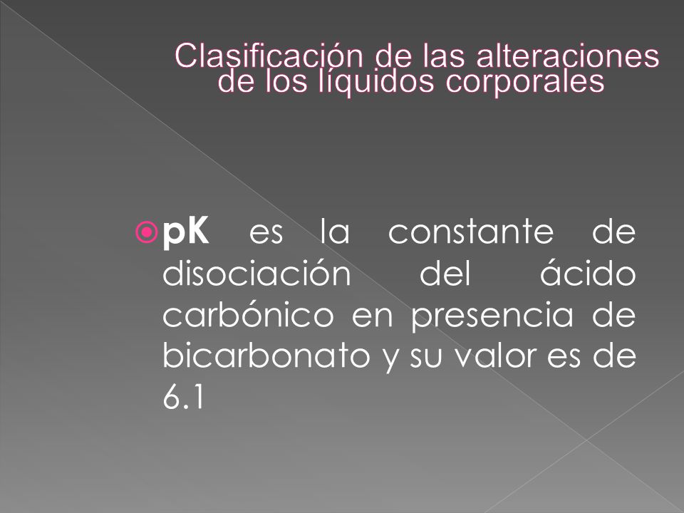 Clasificación de las alteraciones de los líquidos corporales