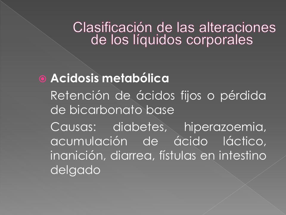 Clasificación de las alteraciones de los líquidos corporales