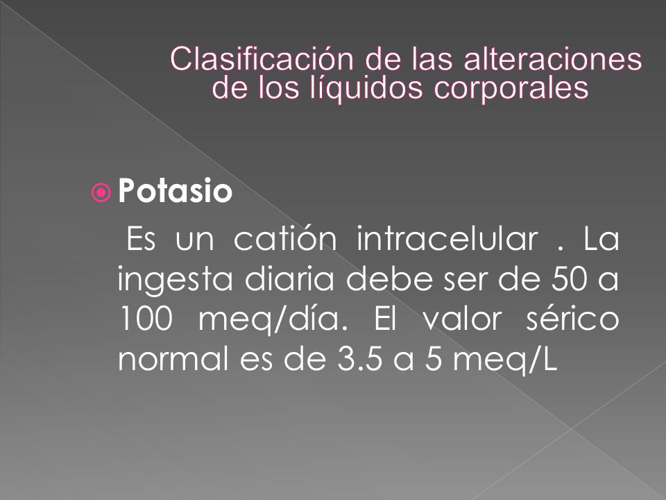 Clasificación de las alteraciones de los líquidos corporales