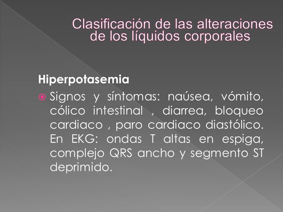 Clasificación de las alteraciones de los líquidos corporales