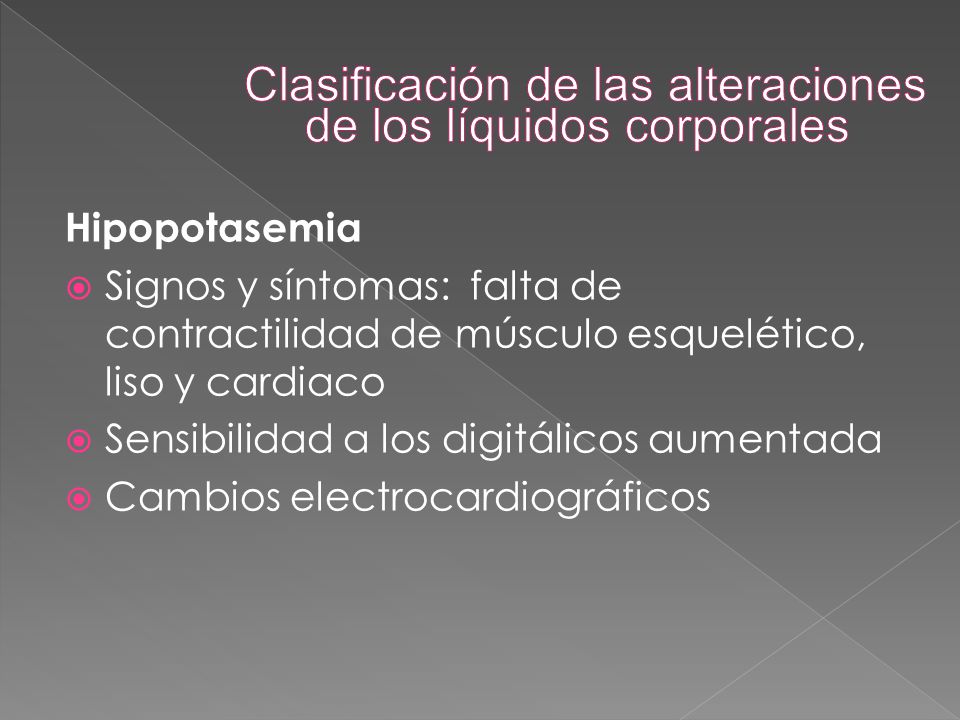 Clasificación de las alteraciones de los líquidos corporales