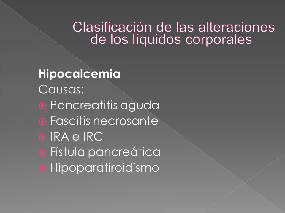 Clasificación de las alteraciones de los líquidos corporales