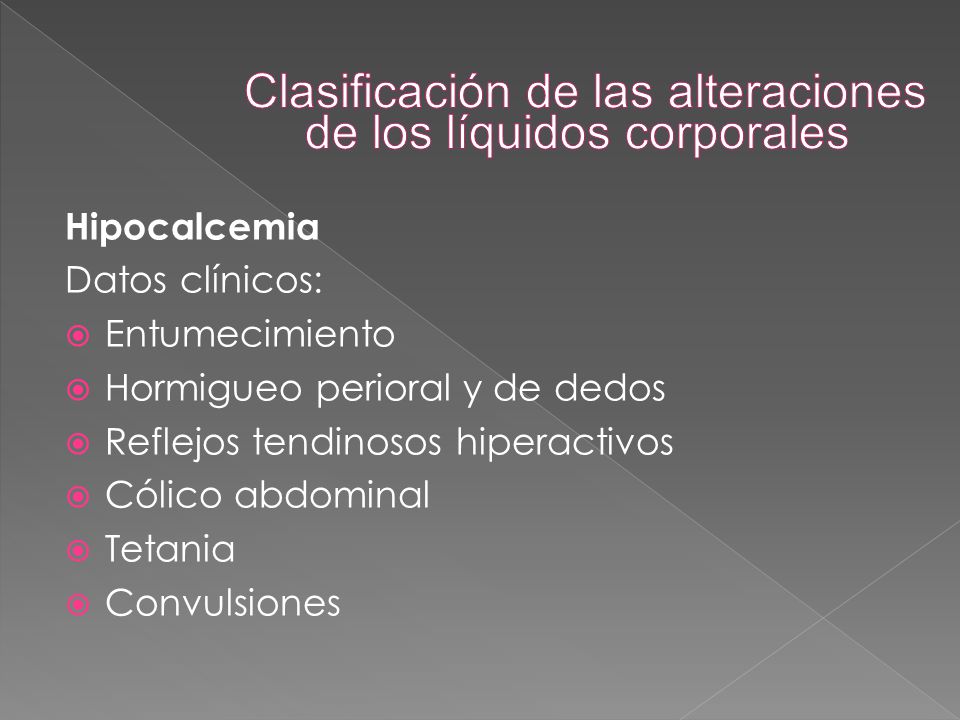 Clasificación de las alteraciones de los líquidos corporales