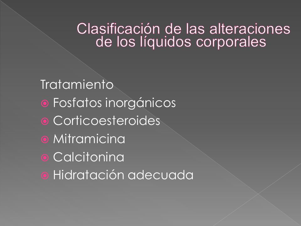 Clasificación de las alteraciones de los líquidos corporales