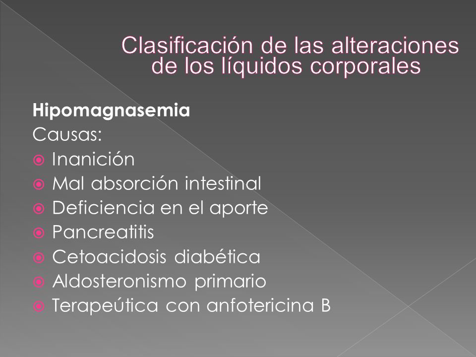 Clasificación de las alteraciones de los líquidos corporales