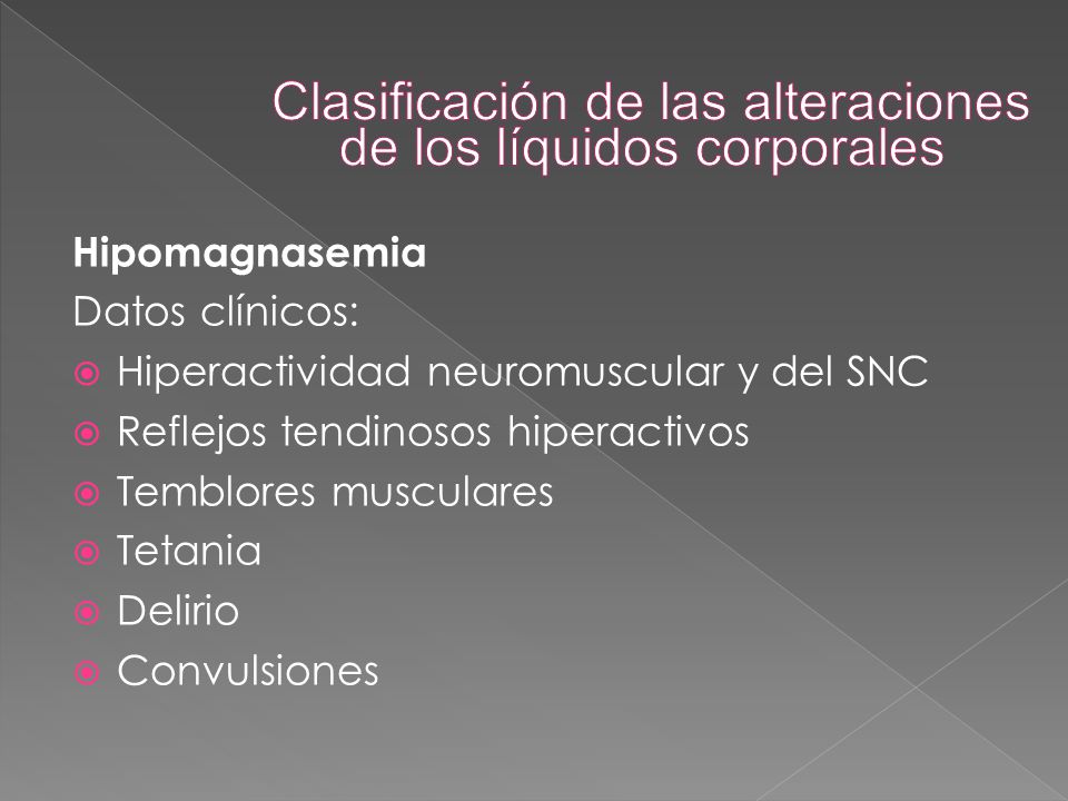 Clasificación de las alteraciones de los líquidos corporales