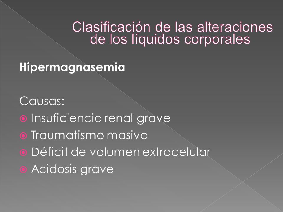 Clasificación de las alteraciones de los líquidos corporales