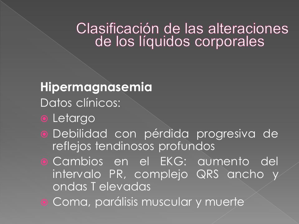 Clasificación de las alteraciones de los líquidos corporales