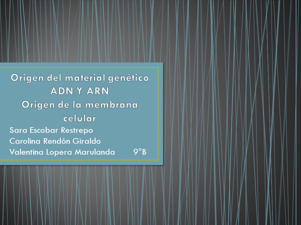 Origen del material genético ADN Y ARN Origen de la membrana celular