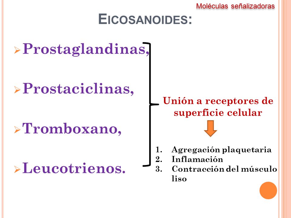 Eicosanoides: Prostaglandinas, Prostaciclinas, Tromboxano,