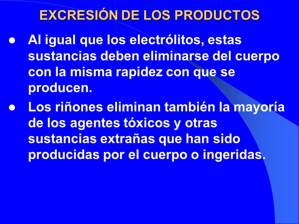 EXCRESIÓN DE LOS PRODUCTOS