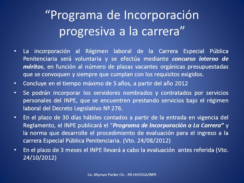 Programa de Incorporación progresiva a la carrera