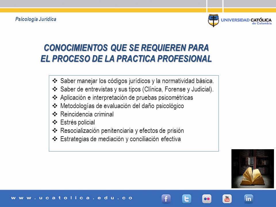 Psicología Jurídica CONOCIMIENTOS QUE SE REQUIEREN PARA EL PROCESO DE LA PRACTICA PROFESIONAL.
